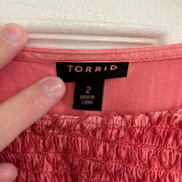 Torrid Challis Smocked Detail Flutter Sleeve Top - Picture 5 of 6